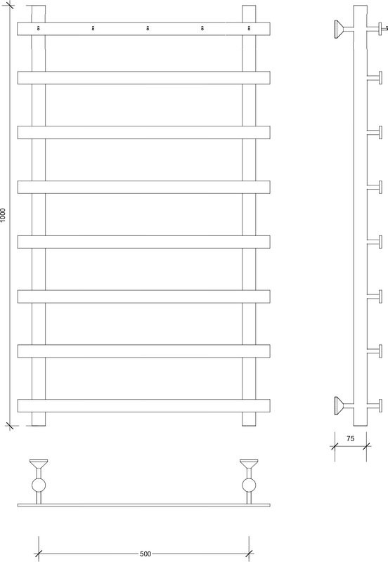Полотенцесушитель водяной Secado Понтида 1 К 100x60 см, графит, лесенка