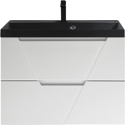 Тумба с раковиной BelBagno Vittoria 80 подвесная, bianco lucido, черная матовая раковина