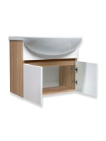 Тумба с раковиной Runo Лада 50 подвесная, блэквуд, белая