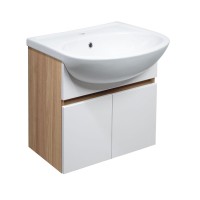 Тумба с раковиной Runo Лада 50 подвесная, блэквуд, белая