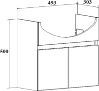 Тумба с раковиной Runo Лада 50 подвесная, блэквуд, белая