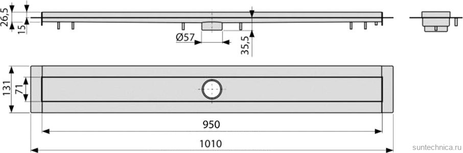 Душевой трап (лоток) AlcaPlast APZ13 -950 без решетки