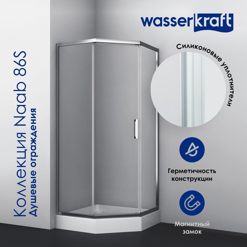 Душевой уголок Wasserkraft Naab 86S 11 90х90 см