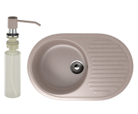 Мойка кухонная Ulgran U-107 302 песочная + дозатор U-01 песочный Мойка кухонная Ulgran U-107 302 песочная + дозатор U-01 песочный