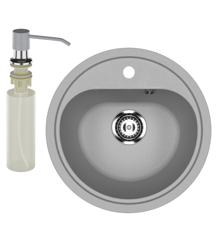 Мойка кухонная Ulgran U-700 342 графит + дозатор U-01 графит