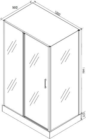 Душевой уголок Ceruttispa Victoria 120B 120x90, профиль черный