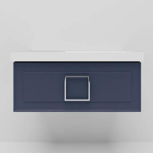 Тумба с раковиной La Fenice Cubo 90 R синяя, ручка хром