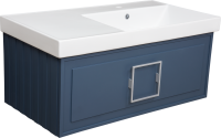 Тумба с раковиной La Fenice Cubo 90 R синяя, ручка хром