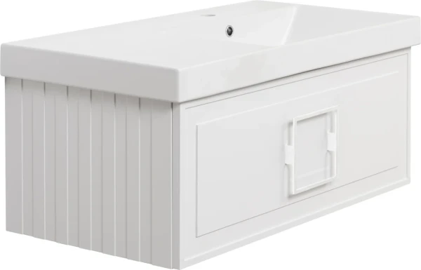 Тумба с раковиной La Fenice Cubo 90 R, белая, ручка белая