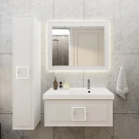 Тумба с раковиной La Fenice Cubo 90 R, белая, ручка белая