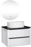 Мебель для ванной комнаты Runo Орлеан 70 белая матовая, черная, раковина Ovale 50