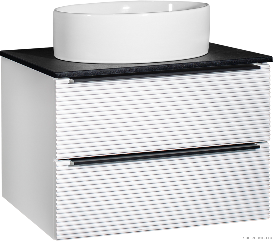 Мебель для ванной комнаты Runo Орлеан 70 белая матовая, черная, раковина Ovale 50