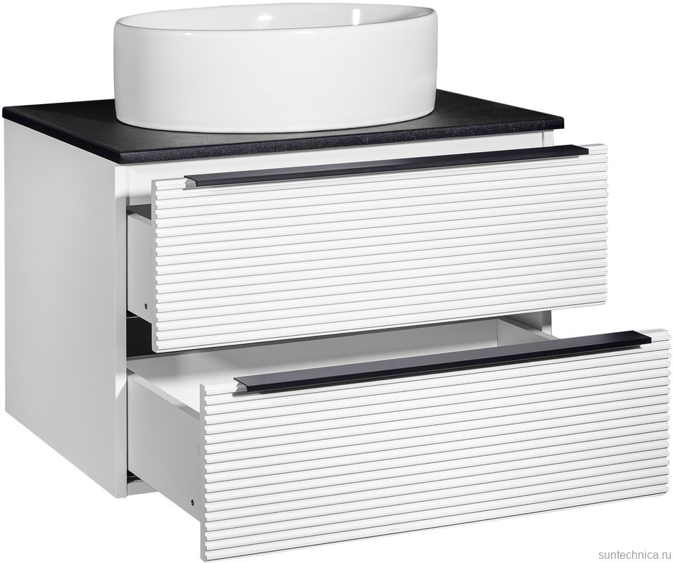 Мебель для ванной комнаты Runo Орлеан 70 белая матовая, черная, раковина Ovale 50