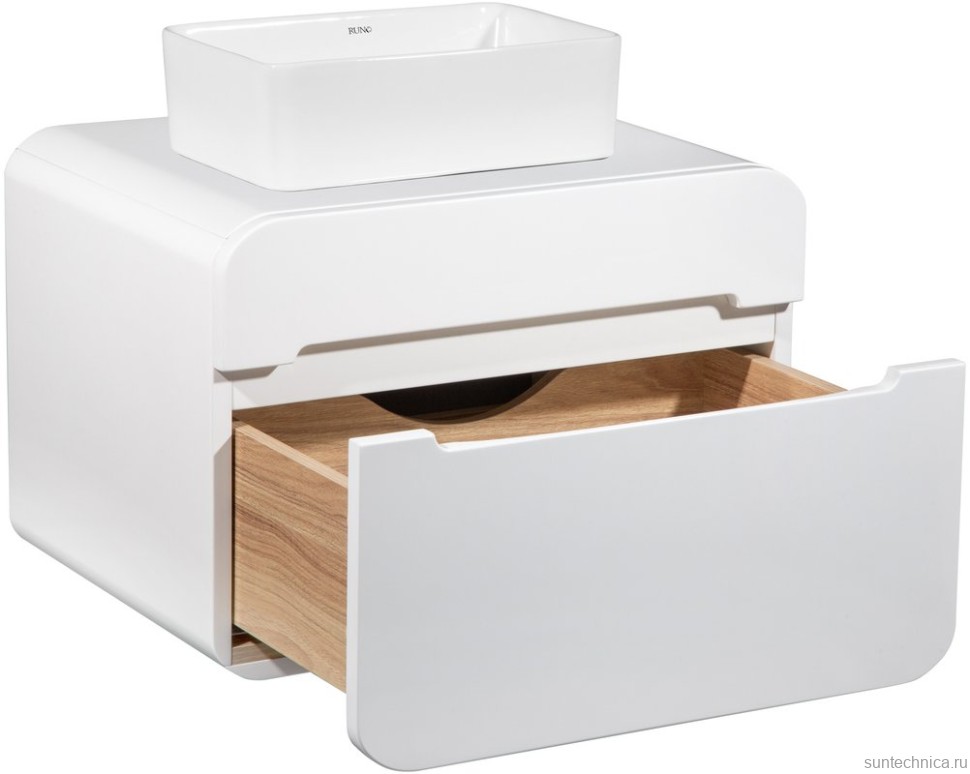 Тумба с раковиной Runo Ницца 60 белая, раковина Duo 40