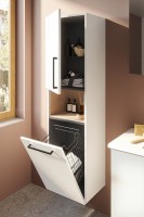 Шкаф пенал для ванной VitrA Root Flat 40 L, с бельевой корзиной, белый глянец