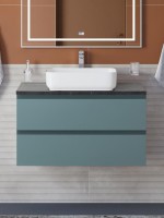 Тумба под раковину со столешницей BelBagno Kraft 90 подвесная, матовая голубая, столешница kep-90-mno