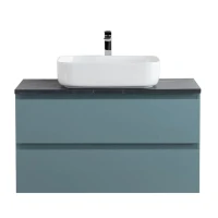 Тумба под раковину со столешницей BelBagno Kraft 90 подвесная, матовая голубая, столешница kep-90-mno