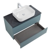 Тумба под раковину со столешницей BelBagno Kraft 90 подвесная, матовая голубая, столешница kep-90-mno