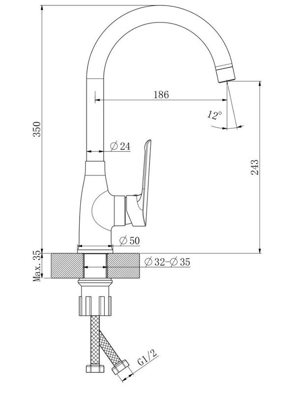 ESKO. Смеситель для кухни с поворотным изливом, кран кухонный, гарантия 10 лет