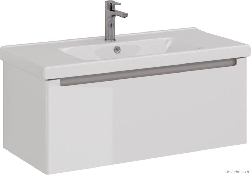 Тумба с раковиной Lemark Buno mini 100 белая глянцевая, 1 ящик