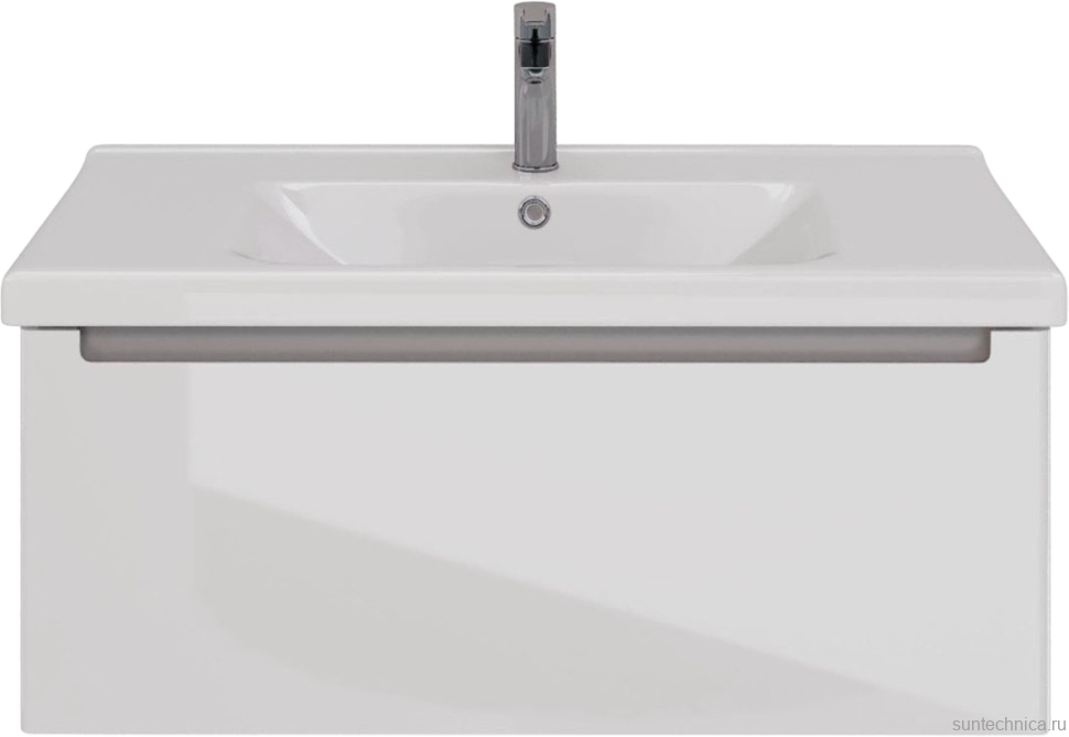 Тумба с раковиной Lemark Buno mini 100 белая глянцевая, 1 ящик