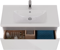 Тумба с раковиной Lemark Buno mini 100 белая глянцевая, 1 ящик