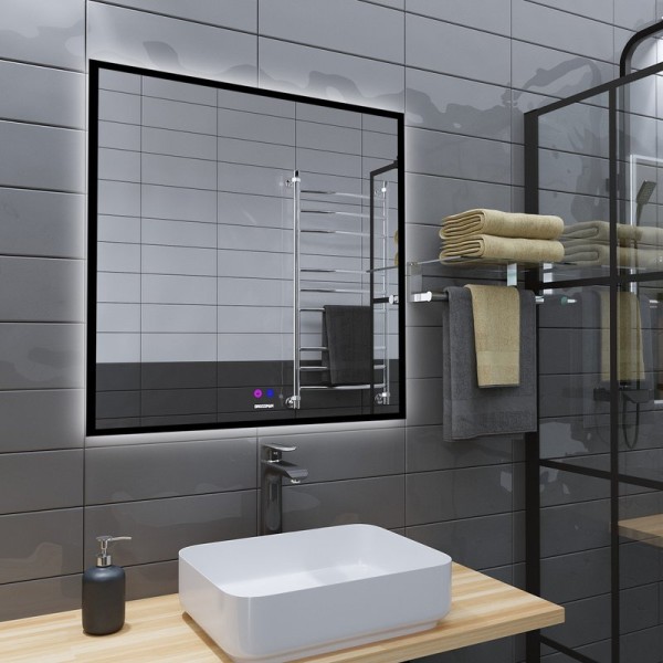 Зеркало Grossman Pragma-норма Black 80 с подсветкой, с антизапотевателем