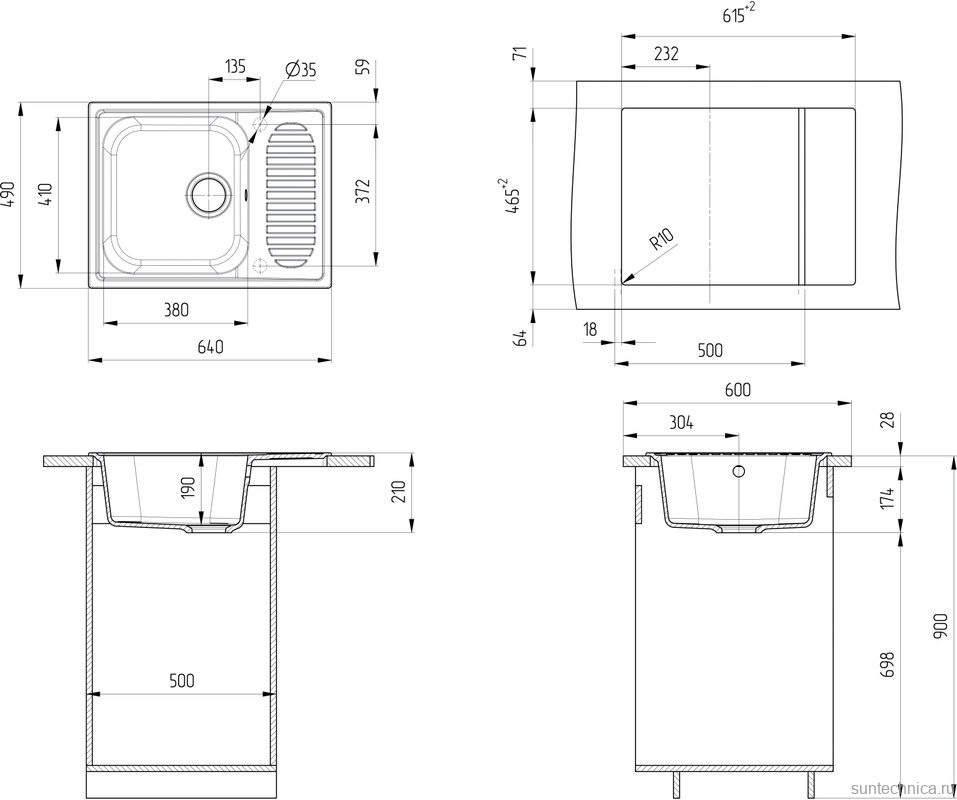 Мойка кухонная Ulgran U-202 -309 темно-серая