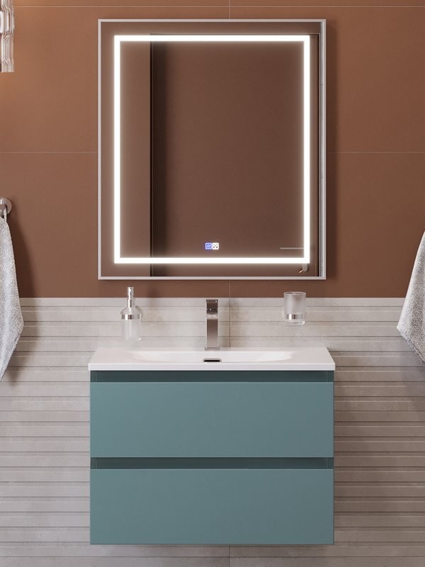 Мебель для ванной комнаты BelBagno Kraft 39 70 подвесная, матовая голубая, раковина bb-8099-3-70