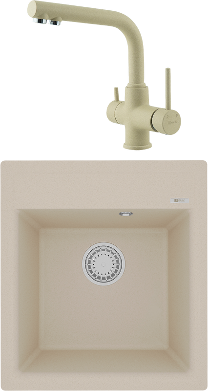 Комплект Мойка Lemark Hanka 450 9910008 бежевая + Смеситель Comfort LM3061PBG бежевый