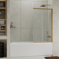 Шторка на ванну Wasserkraft Schunter 82S 80 см, профиль матовое золото, стекло прозрачное