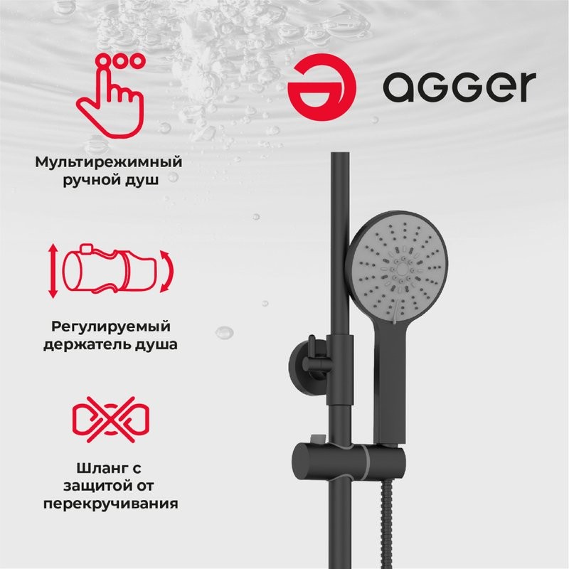 Душевая стойка Agger Thermo A2461144 черная
