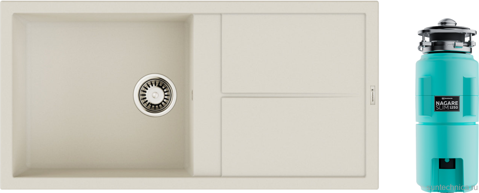 Комплект Мойка Omoikiri Sumi 100A-WH белая + Измельчитель Nagare slim 1250-AZ azur blue