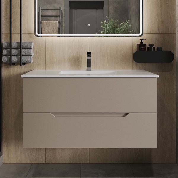 Тумба под раковину Orange Line 100, латте матовый