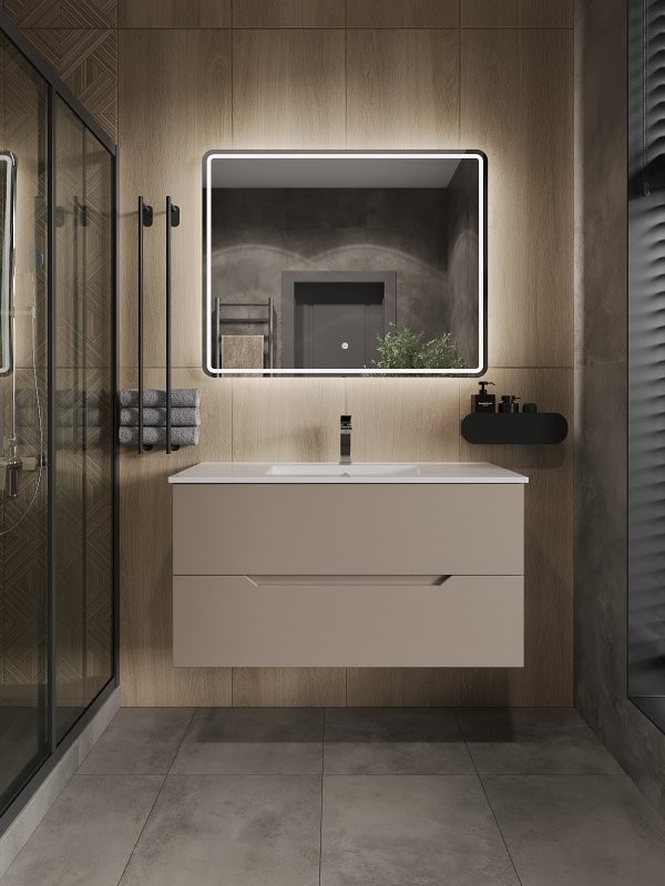 Тумба под раковину Orange Line 100, латте матовый