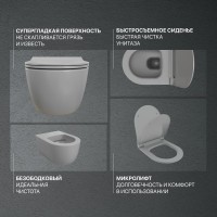 Комплект Унитаз подвесной BOCCHI V-Tondo 1417-006-0129 безободковый, серый матовый + Крышка A0336-006 с микролифтом, серая матовая + Инсталляция Geberit Duofix UP 320 111.300.00.5 + Кнопка Sigma 01 115.770.DW.5 черная + Крепления 111.815.00.1 к стене