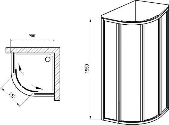 Душевой уголок Ravak Supernova SKCP4-90 195 Grape, профиль белый
