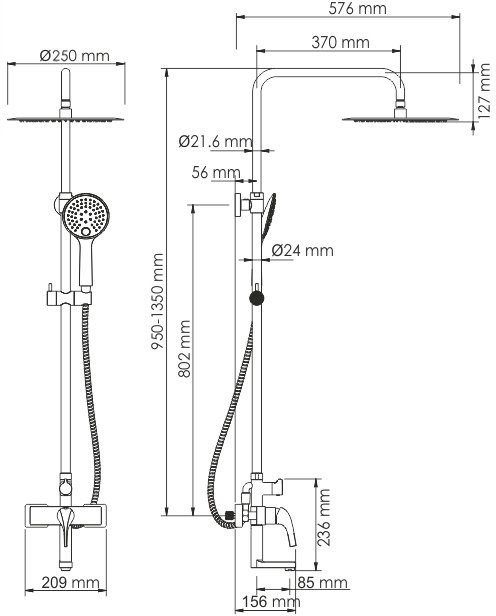 Душевая стойка Wasserkraft Sauer A17101