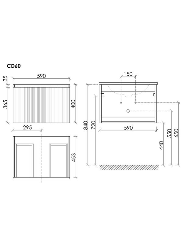 Тумба с раковиной Sancos Code 60 подвесная, белая