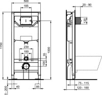 Комплект Унитаз подвесной Ideal Standard Tesi + Крышка + Инсталляция Prosys Frame 120 M R020467 + Кнопка Oleas R0121A6 черная