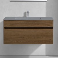 Тумба с раковиной Vincea Chiara 100, дуб табак, с серой  раковиной