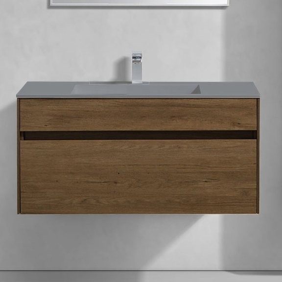 Тумба с раковиной Vincea Chiara 100, дуб табак, с серой  раковиной