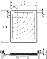 Поддон для душа Ravak Kaskada Aneta EX 75x90 под облицовку