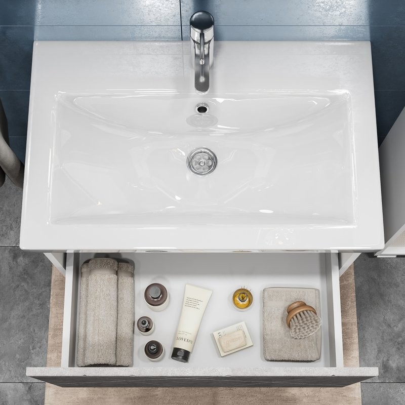 Тумба с раковиной Vigo Geometry 70 подвесная, бетон, раковина Como 70