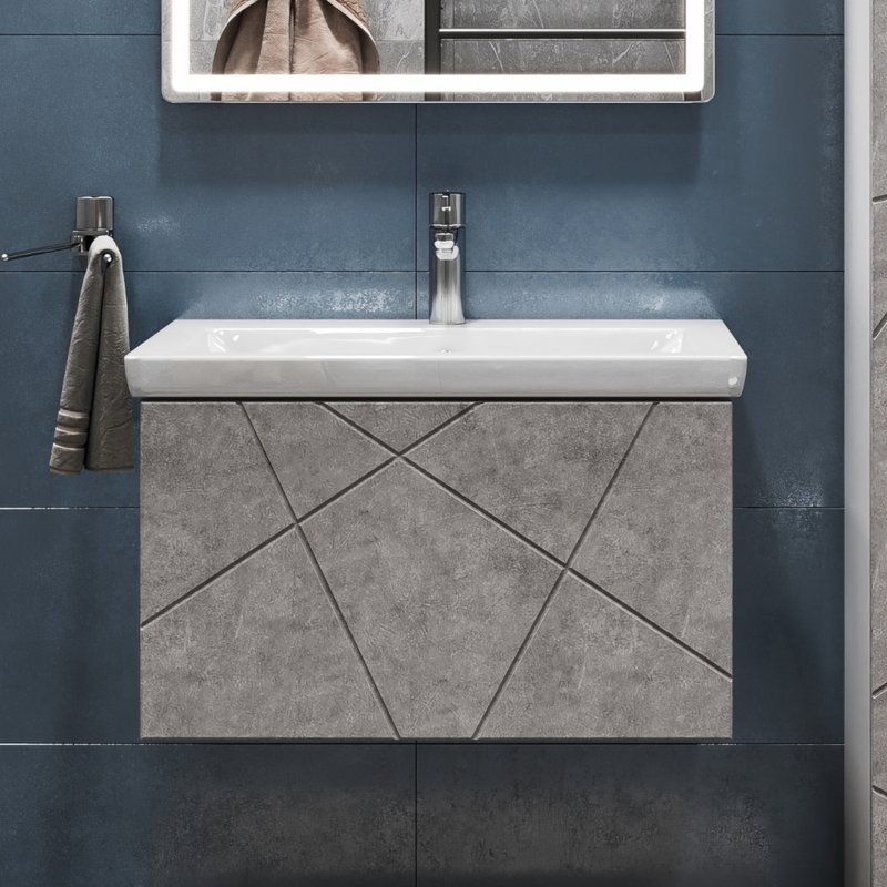 Тумба с раковиной Vigo Geometry 70 подвесная, бетон, раковина Como 70