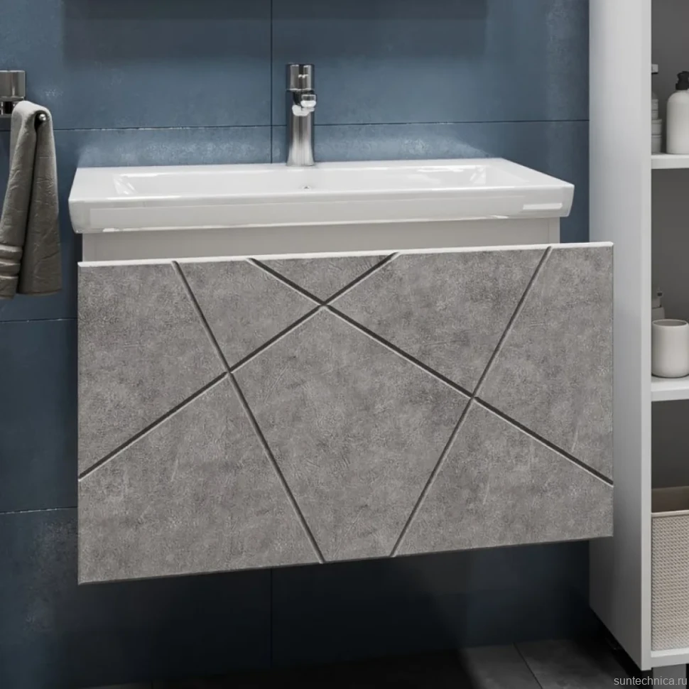 Тумба с раковиной Vigo Geometry 70 подвесная, бетон, раковина Como 70