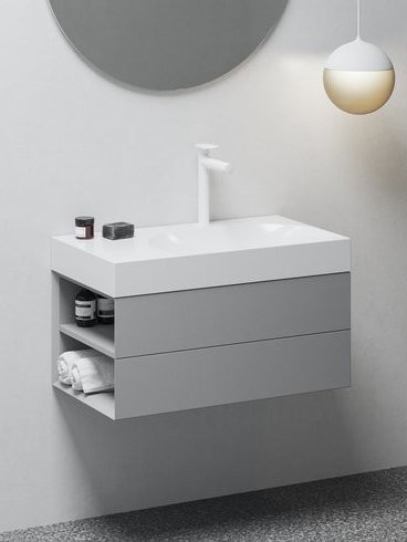 Тумба с раковиной Ravak Lite SD 80 L дымчато-серая