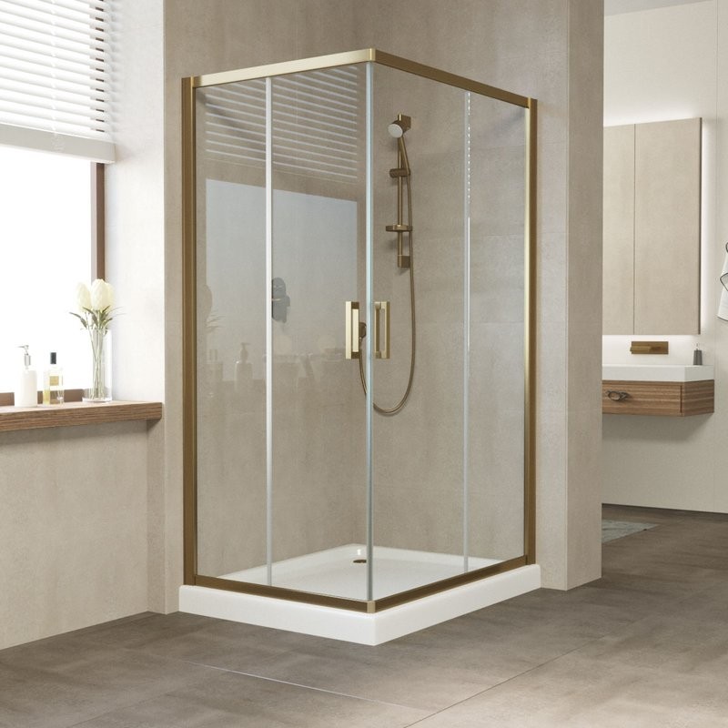 Душевой уголок Vegas Glass ZA-F Tur Novo 110*100 05 01 профиль бронза, стекло прозрачное