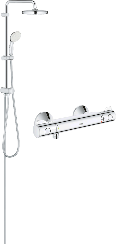 Душевая стойка Grohe Grohtherm 26381001 + Термостатический смеситель Grohe Grohtherm 800 34558000 для душа