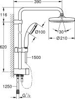 Душевая стойка Grohe Grohtherm 26381001 + Термостатический смеситель Grohe Grohtherm 800 34558000 для душа